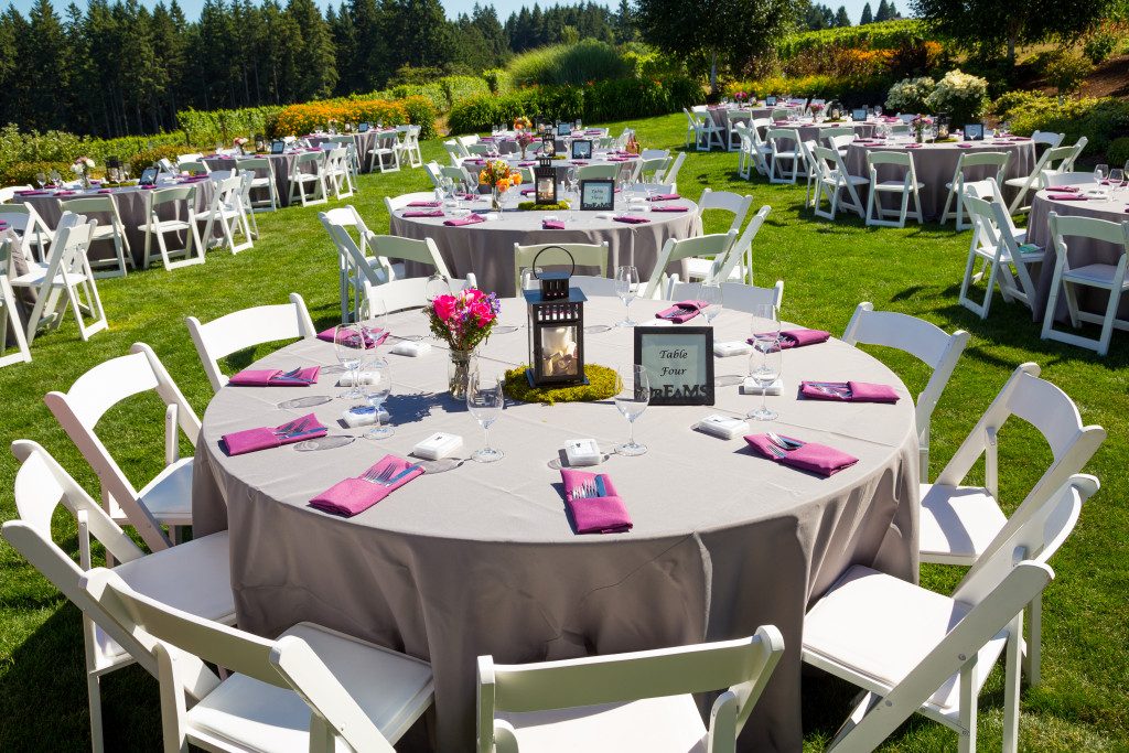 wedding reception at an outdoor venue