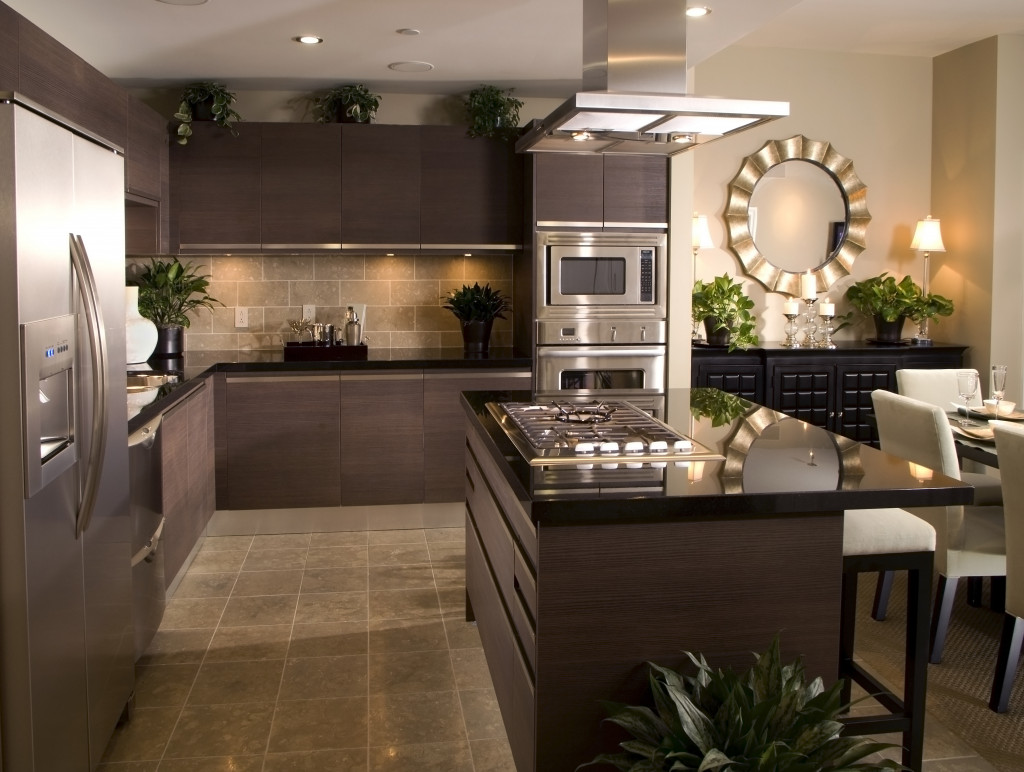 Modern kitchen design with modern appliances and fixtures.